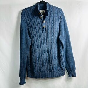 St. John’s Bay Men’s Sz Large 100% Cotton Blue Cable Knit Pullover Sweater